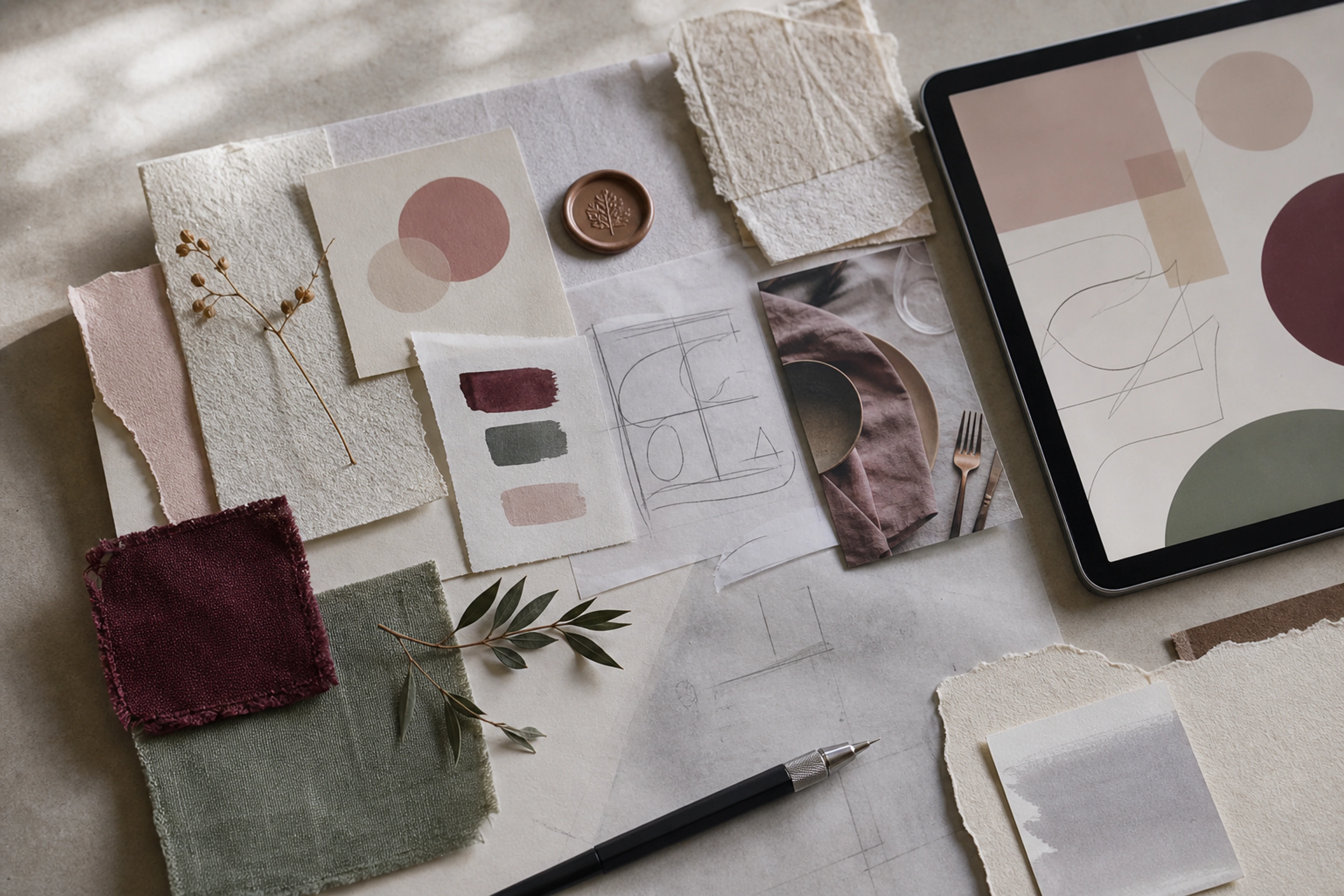 Professional moodboard for a bespoke invitation